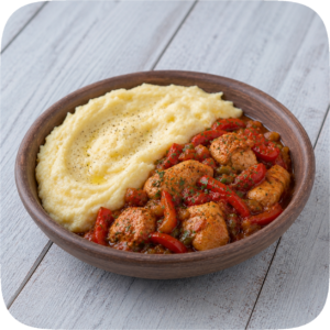 Chicken Basquaise With Rice or Mashed potato